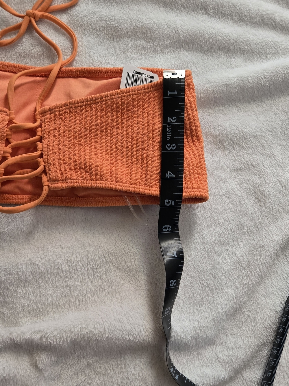 NWT Forever 21 Orange Textured Smocked Bikini Set - High Waisted - Size L - Picture 5 of 11